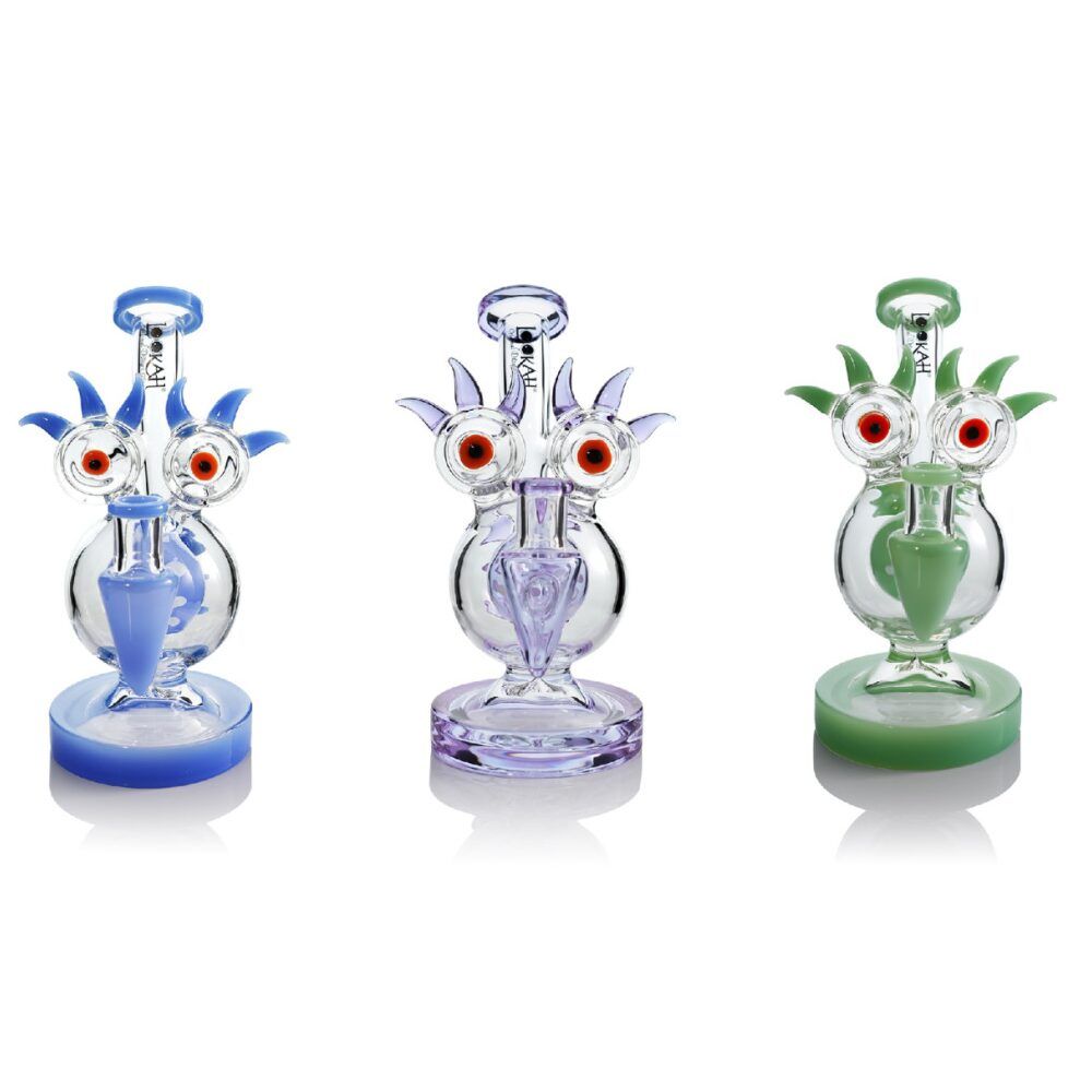 Lookah (Dab Rig) 8” Mini Sparkling Red Eyes Alien Water Pipe Group Image