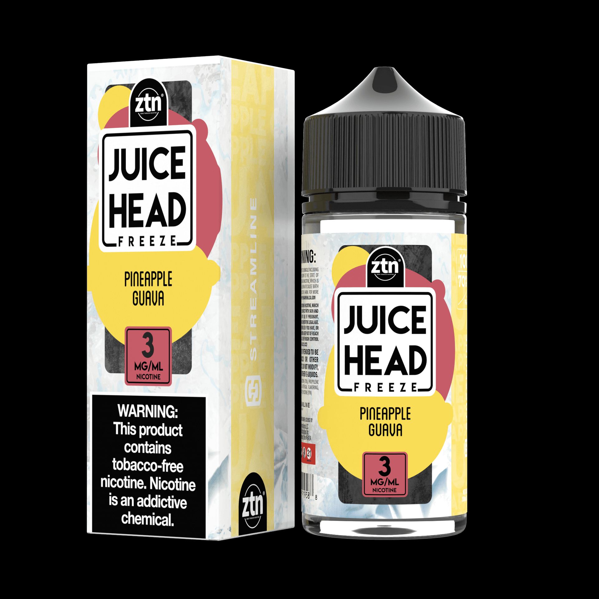 Juice Head Pineapple Guava Freeze SubOhm Vape Liquid 100mL 3mg bottle with Packaging