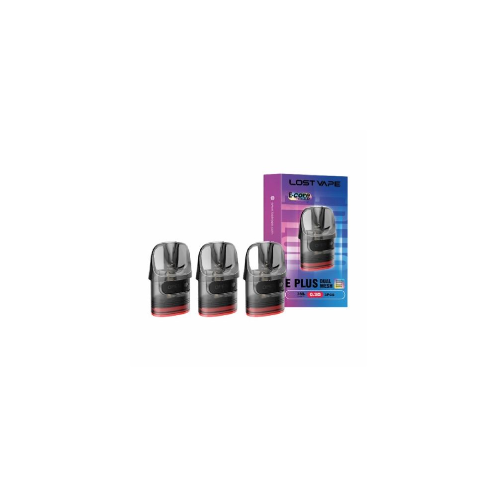 Lost Vape E Plus Dual Mesh Replacement Pods 3-Pack Group Image