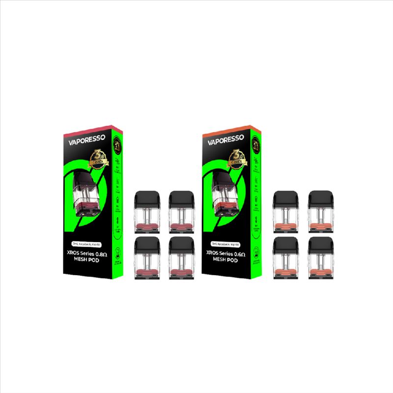 Vaporesso XROS COREX Top-Fill Replacement Pods (4-Pack) Group Photo with packaging