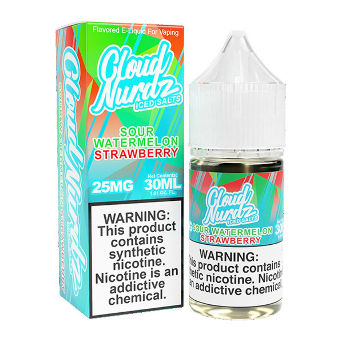 Sour Watermelon Strawberry Iced by Cloud Nurdz Salts Series 30mL with Packaging