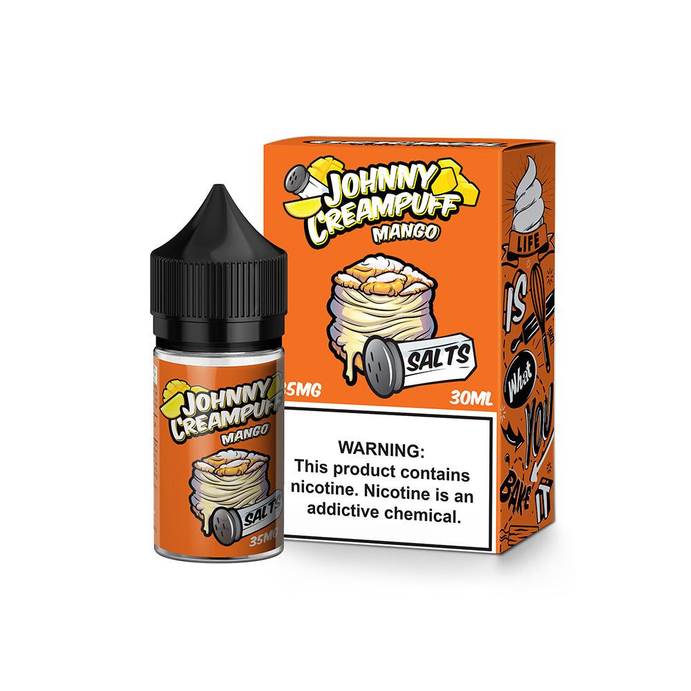 Mango by Tinted Brew Johnny Creampuff TFN Salt Series E-Liquid 30mL (Salt Nic) with Packaging