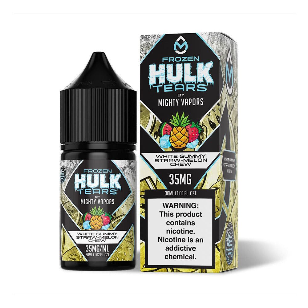 White Gummy Straw Melon Chew by Mighty Vapors E-Juice 30mL(Salts) with packaging