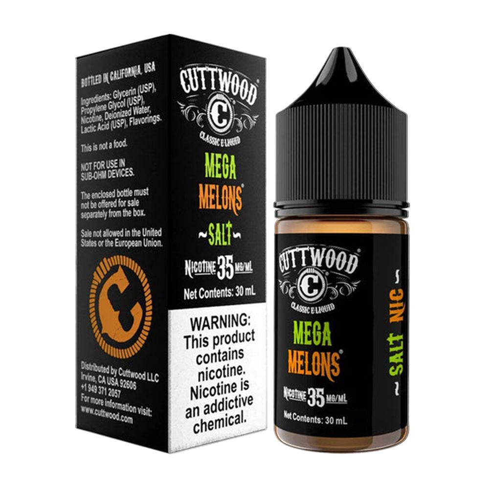Mega Melons by Cuttwood E-Liquid 30mL (Salt Nic) Packaging
