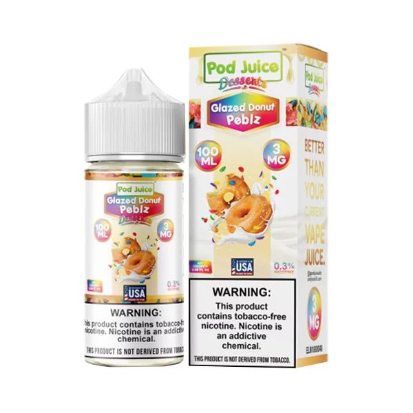 Glazed Dount Peblz by Pod Juice Series E-Liquid 100mL (Freebase) Packaging
