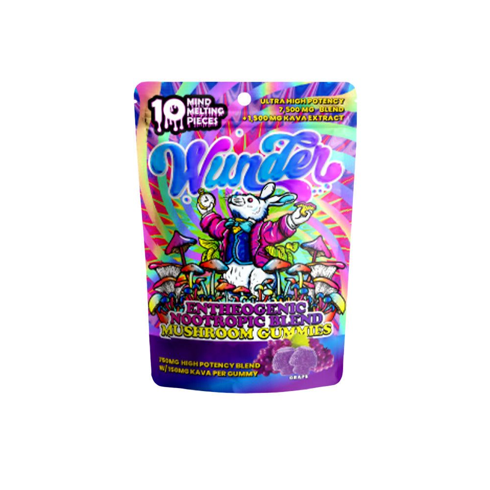 Wunder Mushroom + Kava Gummies 10ct Pouch | 7500mg Shroom + 1500mg Kava Per Bag