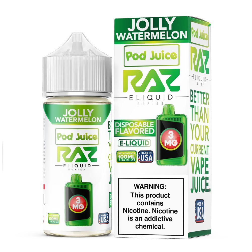Jolly Watermelon Pod Juice x RAZ 100mL with packaging