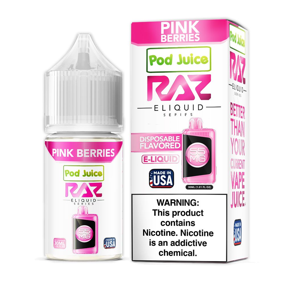 Pink Berries Pod Juice x RAZ Salt 30ml with packaging