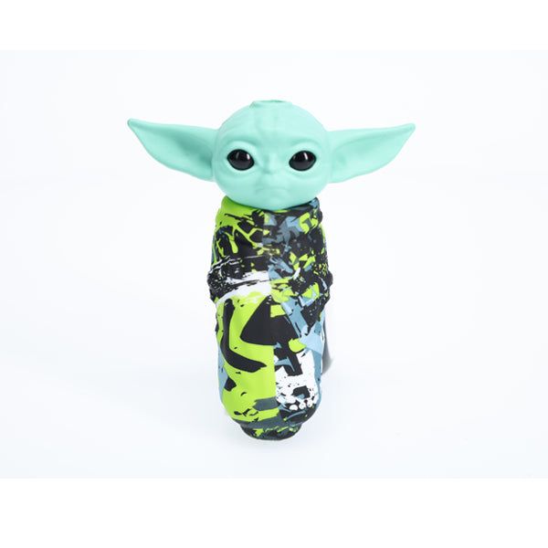 Non branded SHP13 Baby Yoda Design Silicone Hand Pipe front view