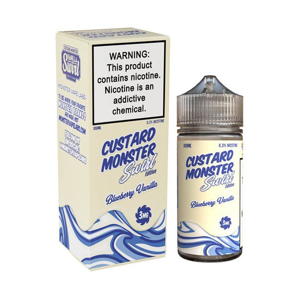 Monster Vape Labs Custard Swirl Series Blueberry Vanilla Freebase Vape Liquid 100mL with packaging