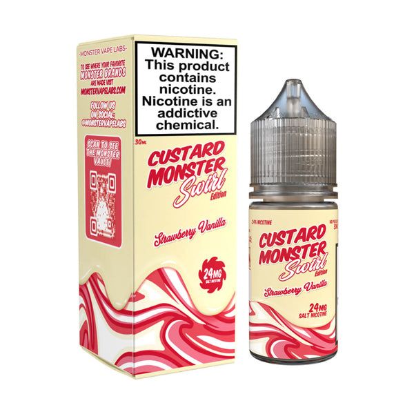 Monster Vape Labs Custard Swirl Series Strawberry Vanilla Nic Salt Vape Liquid 30mL with packaging