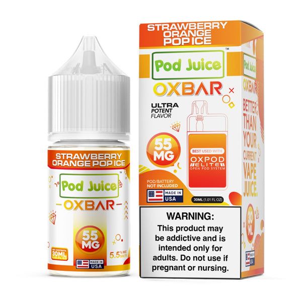 Oxbar Pod Juice Edition - Strawberry Orange Pop Ice - 30mL Salts with packaging