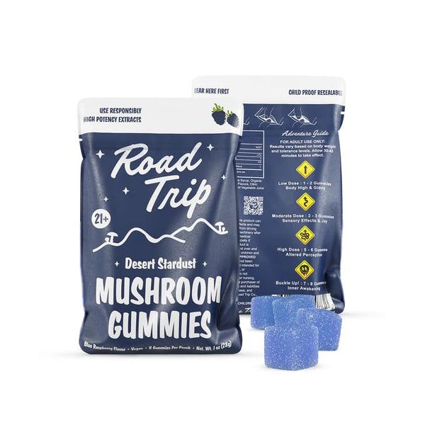 Road Trip Mushroom Gummies (28000mg 8ct Pouch) blue raspberry