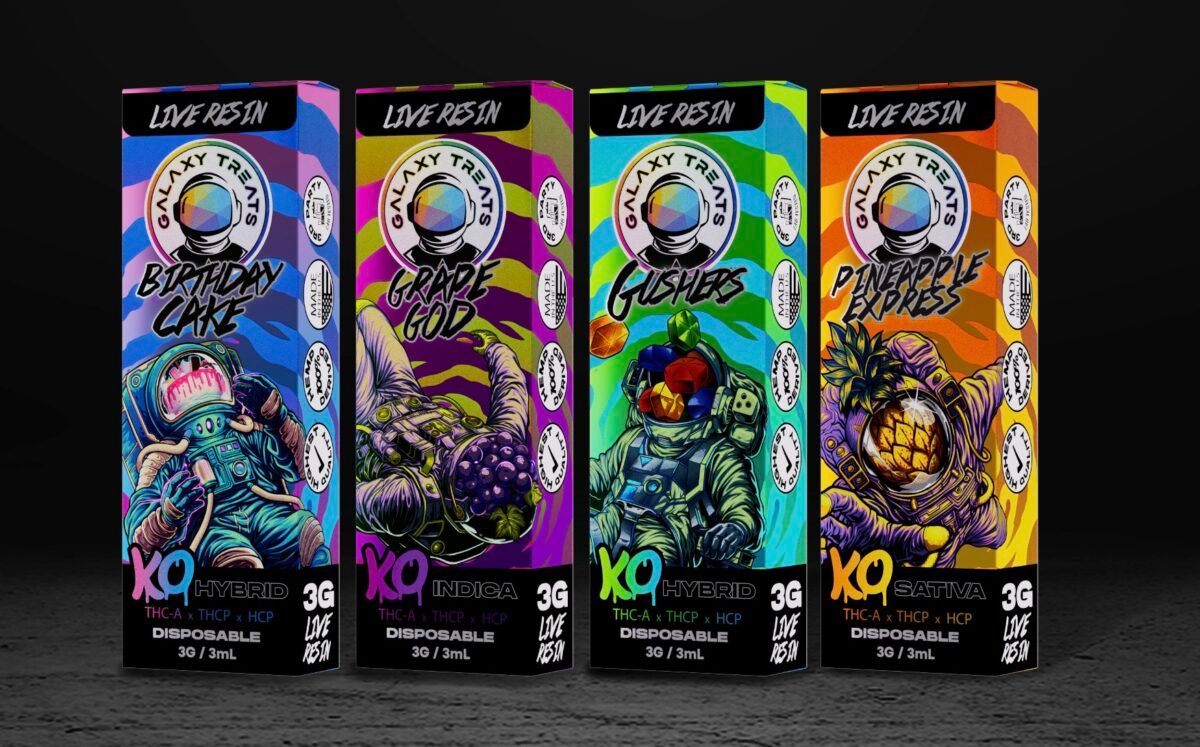 Galaxy Treats KO Live Resin THC-A + THC-P + HCP (3g) Disposable Group Photo