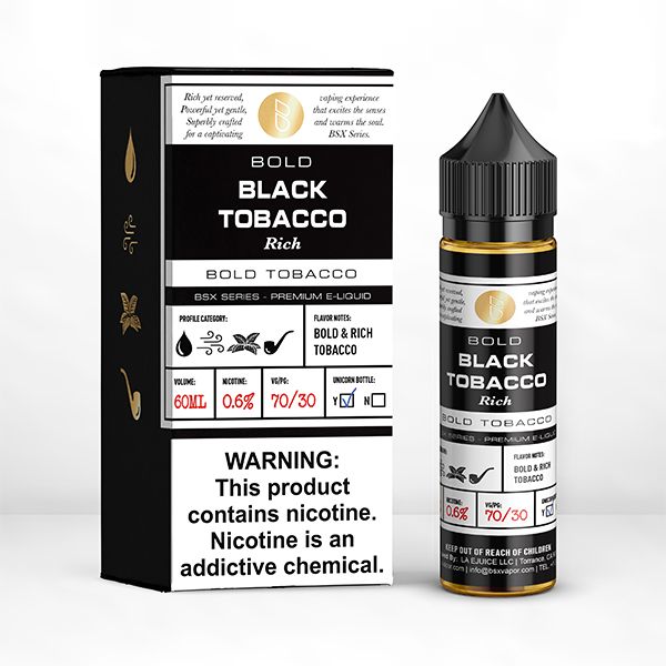 Bold Rich Black Tobacco by GLAS BSX Tobacco-Free Nicotine Series 60mL with Packaging