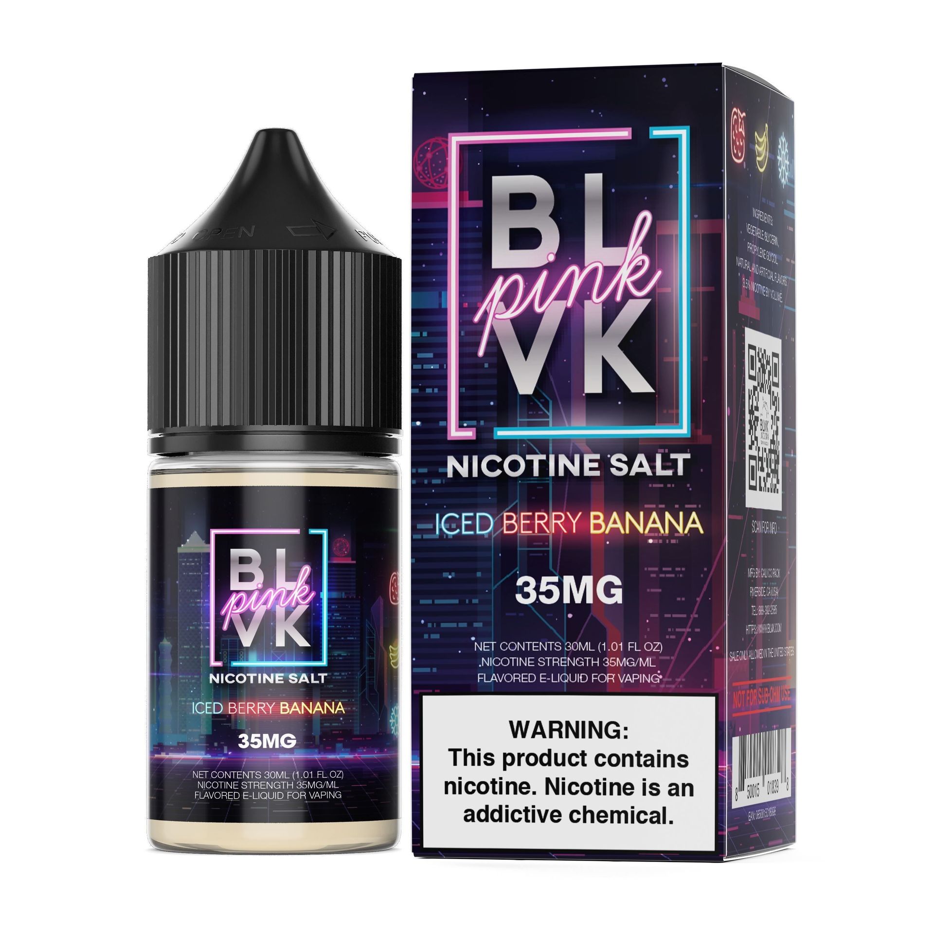 Strawberry Banana Ice (Iced Berry Banana) by BLVK TF-Nic Salt Series 30mL with Packaging