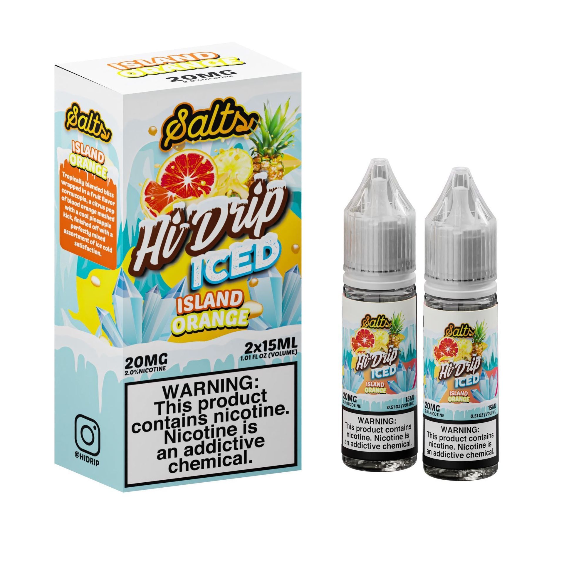 Island Orange ICED (Blood Orange Pineapple Iced) by Hi-Drip Salts Series 2x15mL with Packaging
